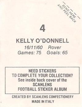 1984 Scanlens VFL Stickers #4 Kelly O'Donnell Back